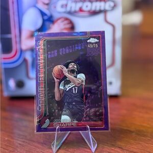 Topps Chrome 2025 Shaedon Sharpe 45/75 Purple Refractor Card Near Mint